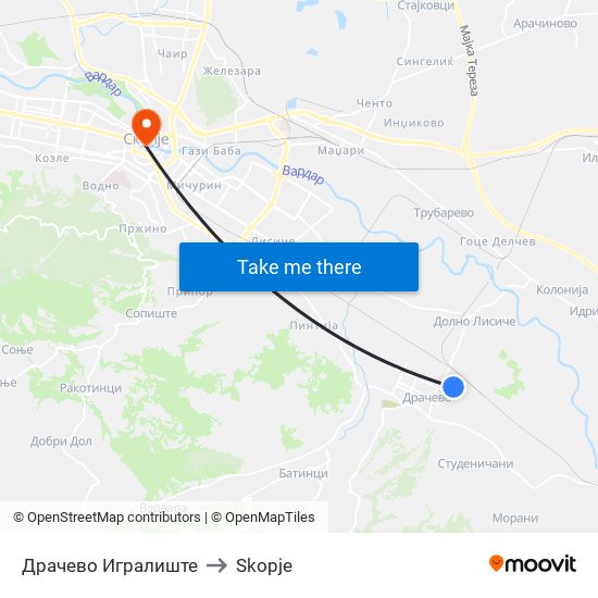 Драчево Игралиште to Skopje map