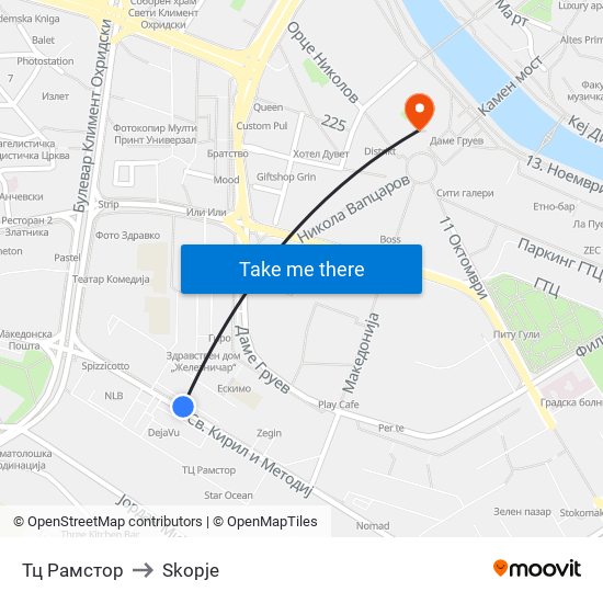 Тц Рамстор to Skopje map