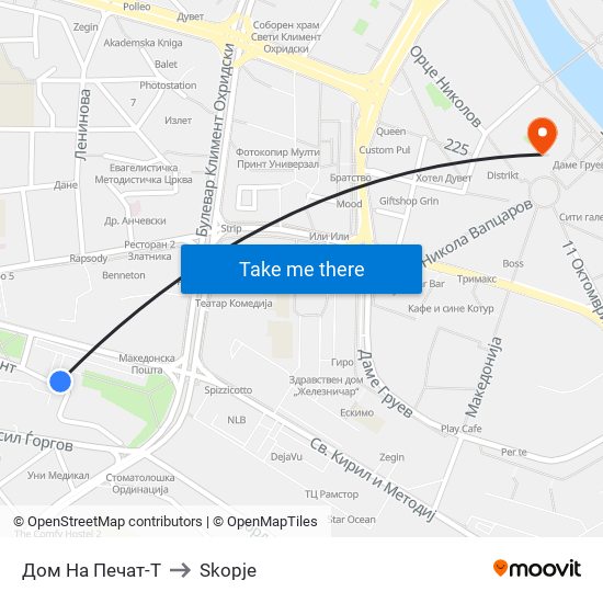 Дом На Печат-Т to Skopje map