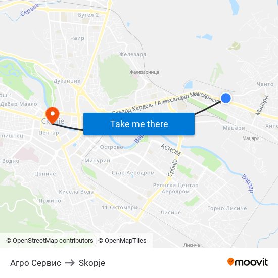 Агро Сервис to Skopje map