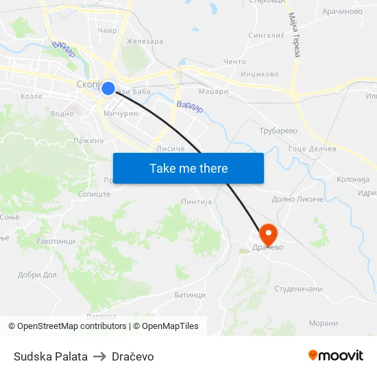 Sudska Palata to Dračevo map
