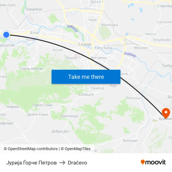 Јурија Ѓорче Петров to Dračevo map