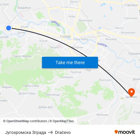 Југохромска Зграда to Dračevo map