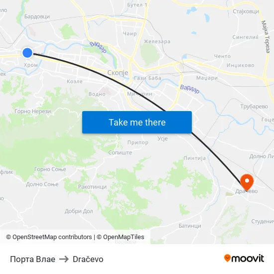 Порта Влае to Dračevo map