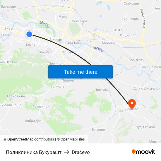 Поликлиника Букурешт to Dračevo map