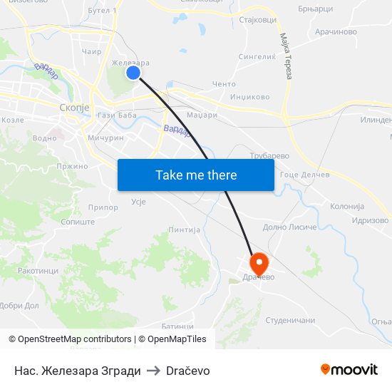 Нас. Железара Згради to Dračevo map