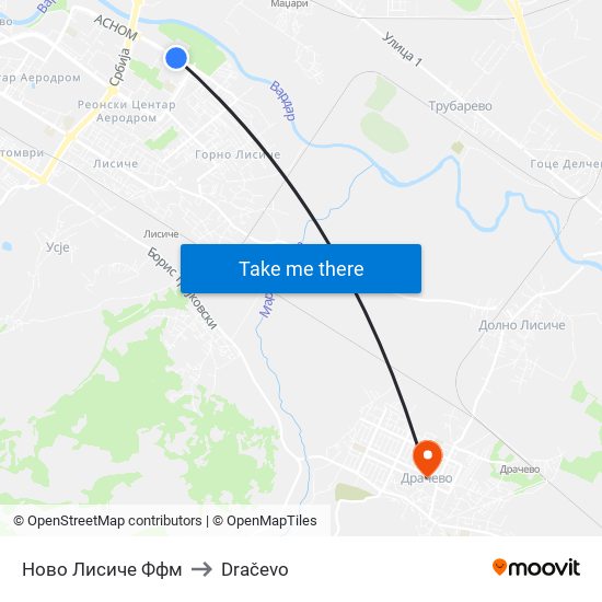 Ново Лисиче Ффм to Dračevo map