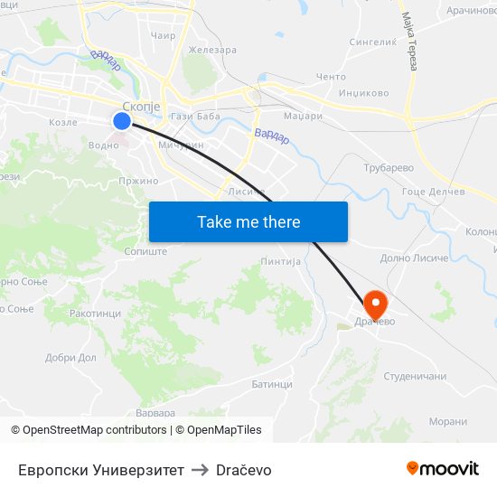 Европски Универзитет to Dračevo map