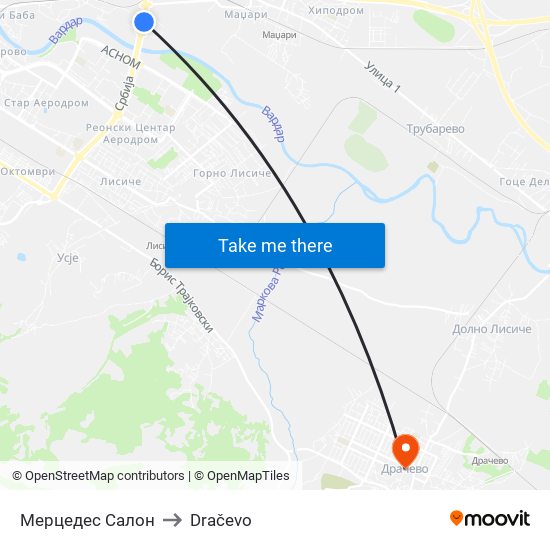 Мерцедес Салон to Dračevo map