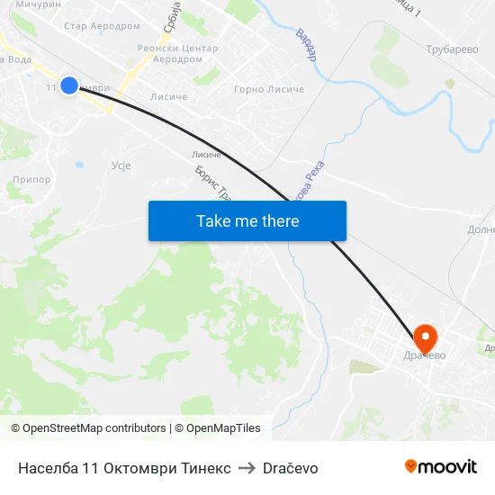 Населба 11 Октомври Тинекс to Dračevo map