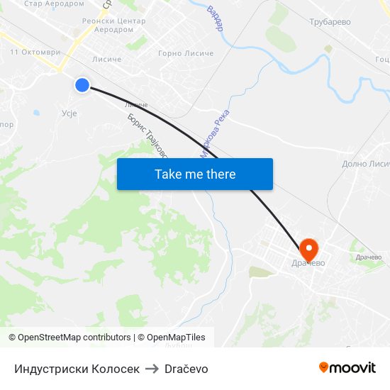 Индустриски Колосек to Dračevo map