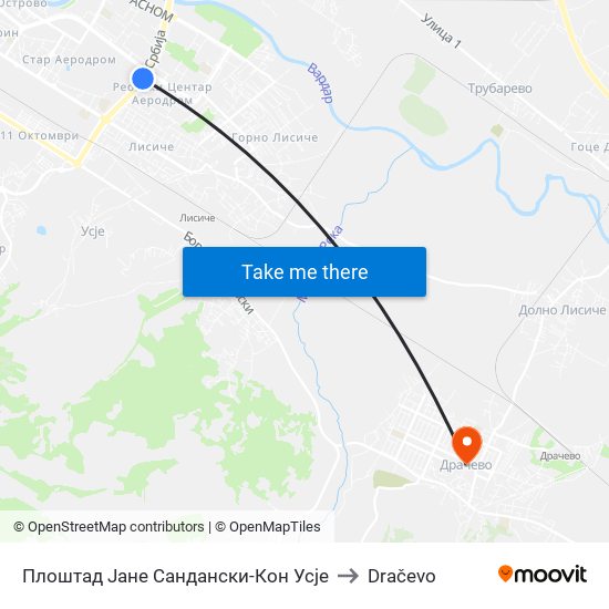 Плоштад Јане Сандански-Кон Усје to Dračevo map