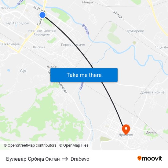 Булевар Србија Октан to Dračevo map