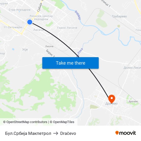 Бул.Србија Макпетрол to Dračevo map
