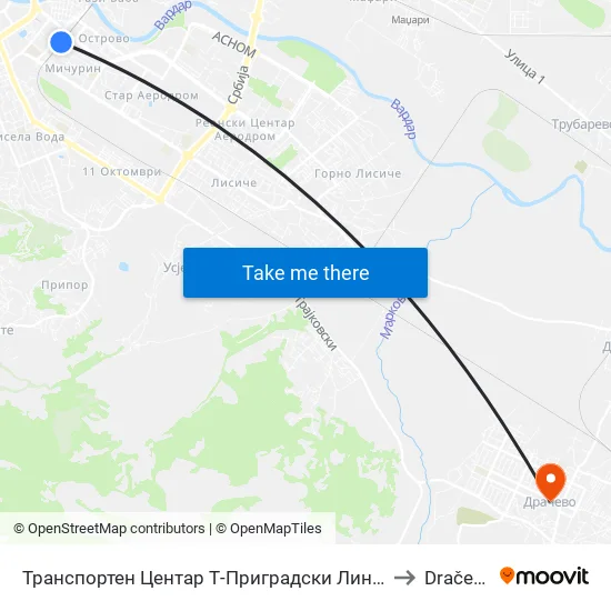Транспортен Центар Т-Приградски Линии to Dračevo map