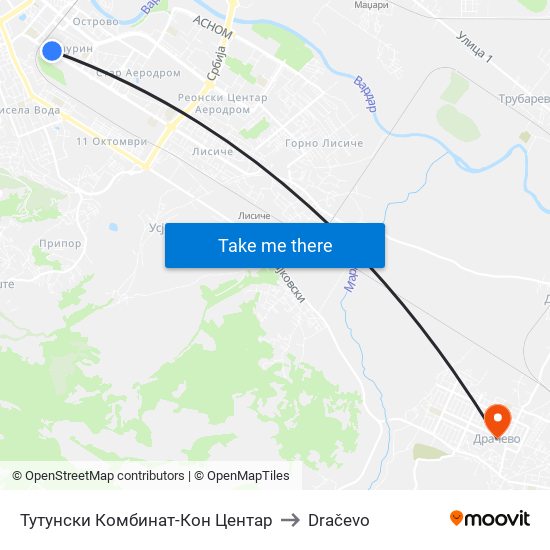 Тутунски Комбинат-Кон Центар to Dračevo map