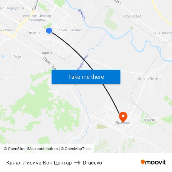 Канал Лисиче-Кон Центар to Dračevo map