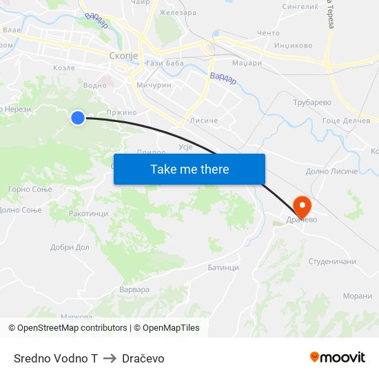 Sredno Vodno T to Dračevo map