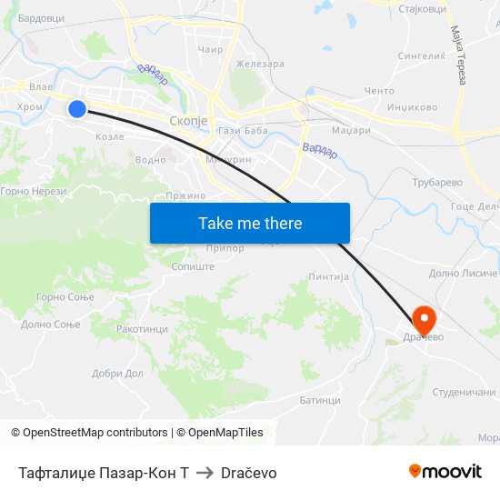 Тафталиџе Пазар-Кон Т to Dračevo map