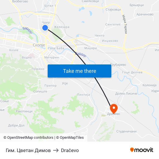 Гим. Цветан Димов to Dračevo map