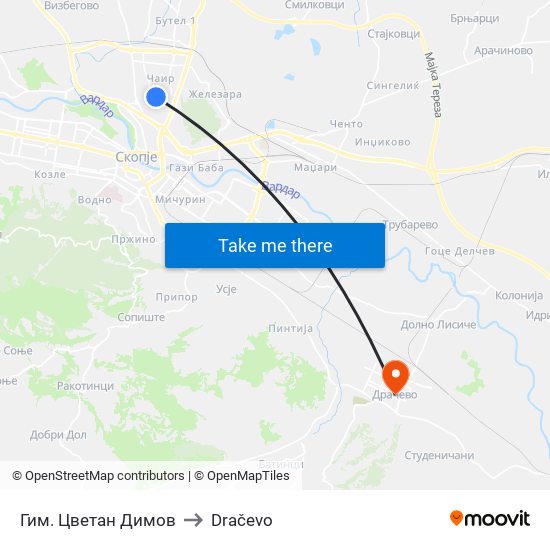 Гим. Цветан Димов to Dračevo map
