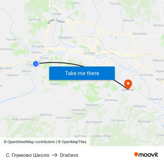 С. Глумово Школо to Dračevo map