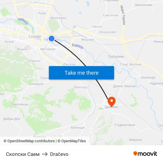 Скопски Саем to Dračevo map