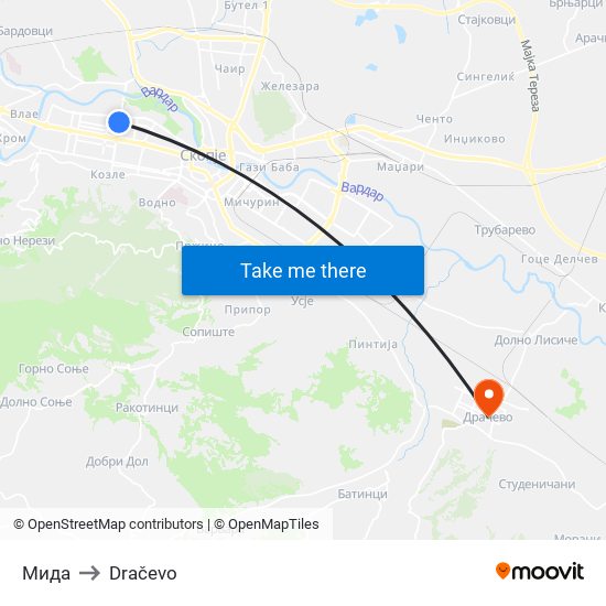 Мида to Dračevo map