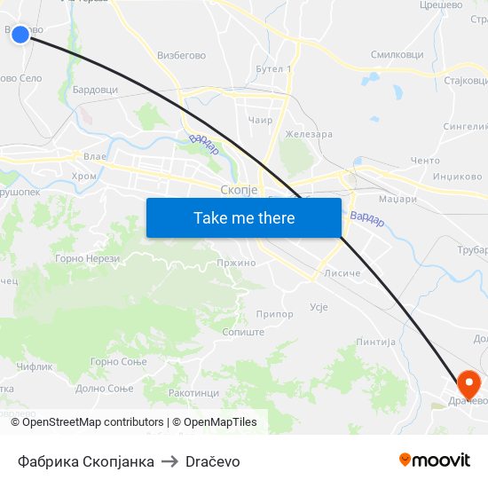 Фабрика Скопјанка to Dračevo map