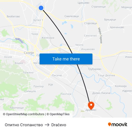 Опитно Стопанство to Dračevo map