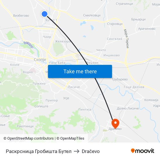 Раскрсница Гробишта Бутел to Dračevo map