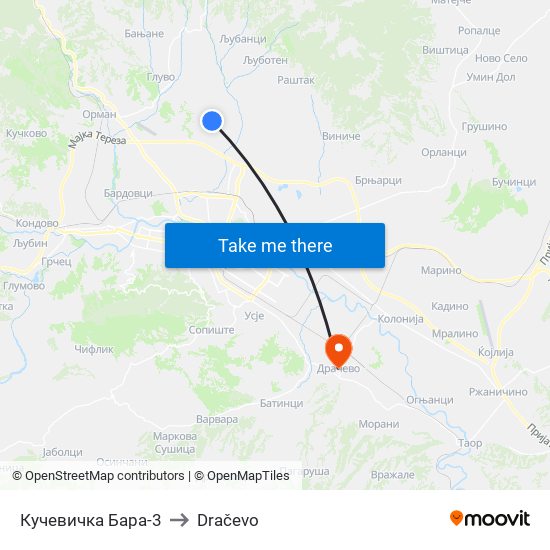 Кучевичка Бара-3 to Dračevo map