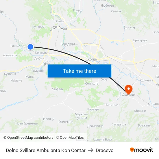 Dolno Svillare Ambulanta Kon Centar to Dračevo map