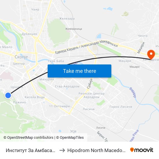 Институт За Амбасади to Hipodrom North Macedonia map