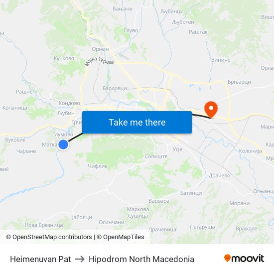 Нeimenuvan Pat to Hipodrom North Macedonia map