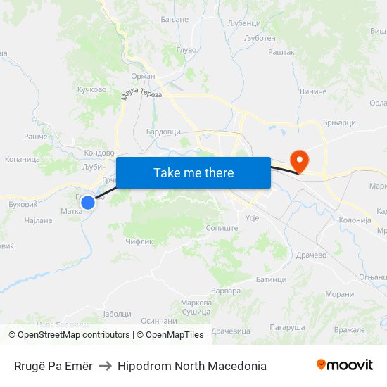 Rrugë Pa Emër to Hipodrom North Macedonia map