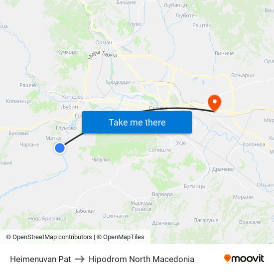 Нeimenuvan Pat to Hipodrom North Macedonia map