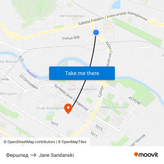 Фершпед to Jane Sandanski map