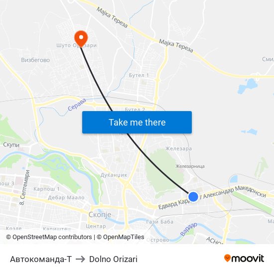 Автокоманда-Т to Dolno Orizari map