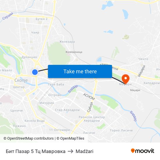 Бит Пазар 5 Тц Мавровка to Madžari map