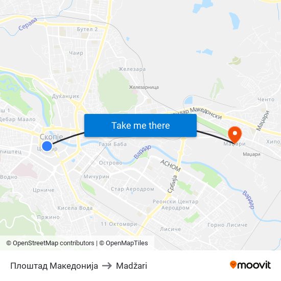 Плоштад Македонија to Madžari map