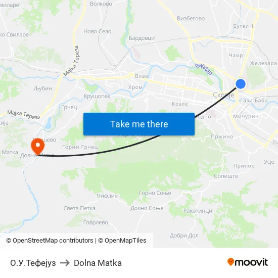 О.У.Тефејуз to Dolna Matka map
