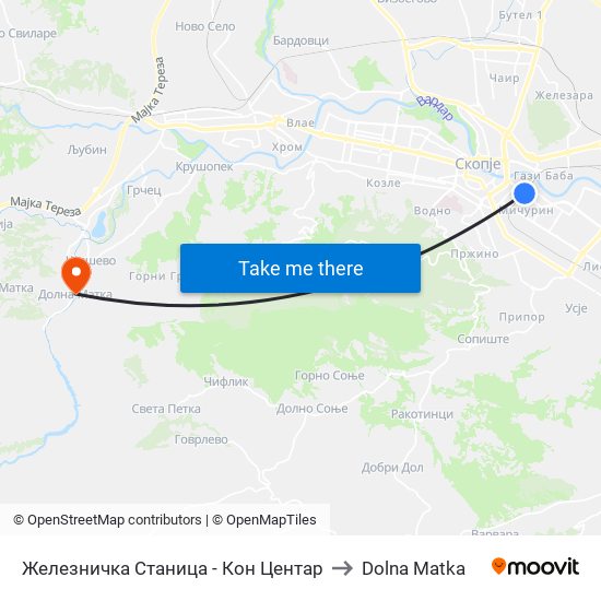 Железничка Станица - Кон Центар to Dolna Matka map