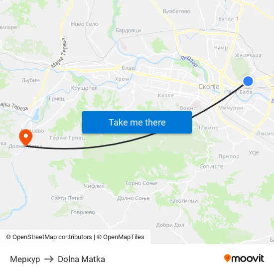 Меркур to Dolna Matka map