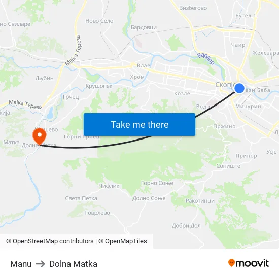 Manu to Dolna Matka map