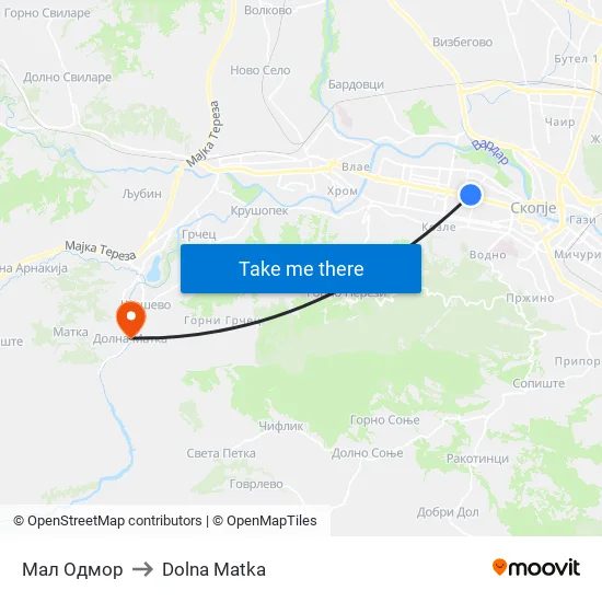 Мал Одмор to Dolna Matka map