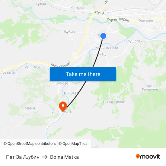 Пат За Љубин to Dolna Matka map