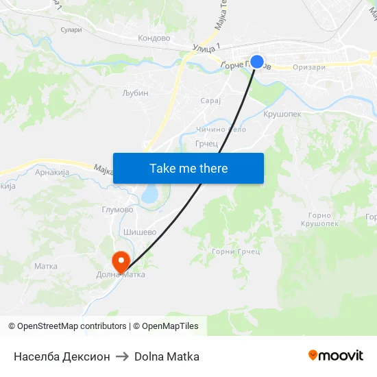 Населба Дексион to Dolna Matka map