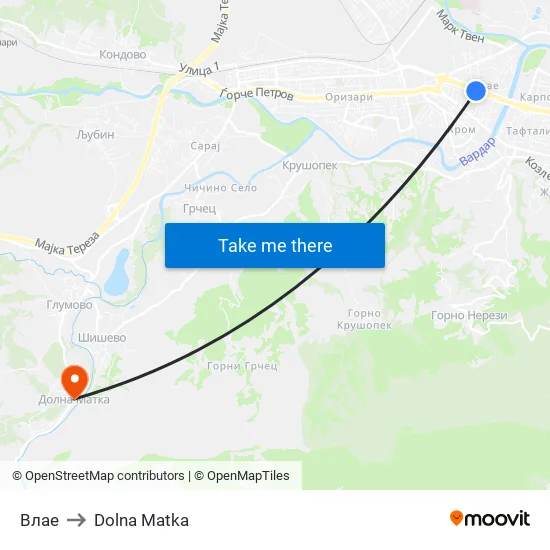 Влае to Dolna Matka map