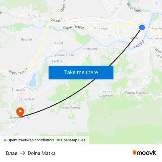 Влае to Dolna Matka map